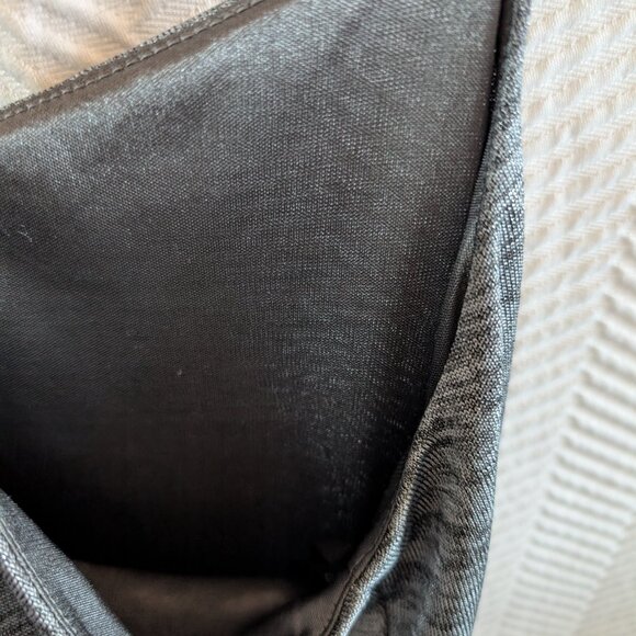 BCBGeneration Liquid Silver Metallic Asymmetrical Ruched Midi Dress Size Medium - Picture 15 of 16